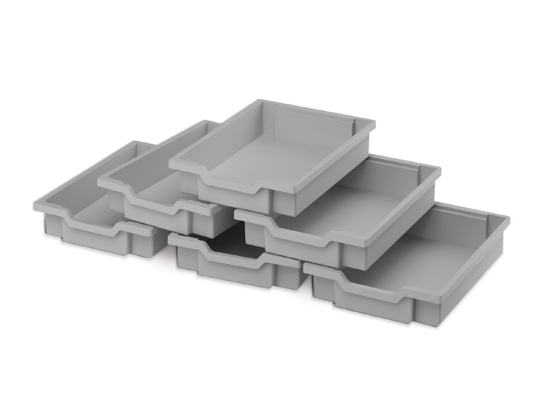 Plastové boxy malé - šedá - 6 ks