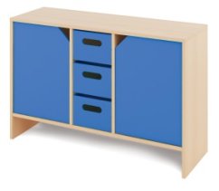 Compact cabinet with large cardboard containers and doors KLASIKO