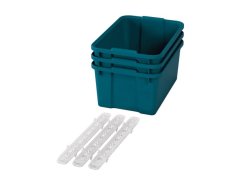 Velké plastové boxy s pojezdy - OPTIMA - Modrozelené (3 ks.)