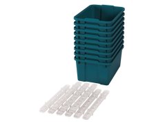 Velké plastové boxy s pojezdy - OPTIMA - Modrozelené (9 ks.)