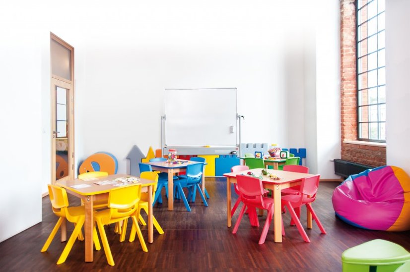 Children's height-adjustable SQUARE table - Color: Šedá