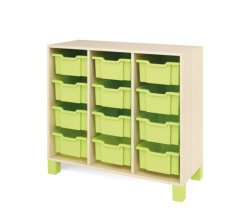 Skříň s 12 boxy zelená FRESH (modul 9)