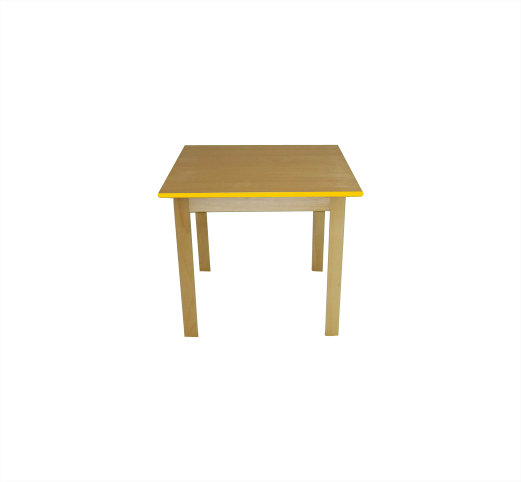 Dětský stůl BUK čtverec - přírodní + barevná hrana - Rozměr: 60x60 cm