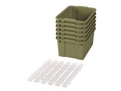 Velké plastové boxy s pojezdy - OPTIMA - Světle zelené (6 ks.)