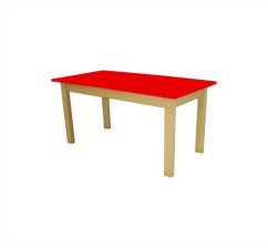 Kinder-Tisch BUCHE Rechteck – natur + bunte Platte