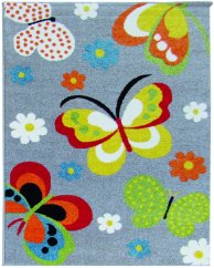 Children's carpet - gray with butterflies (4 x 5 m)