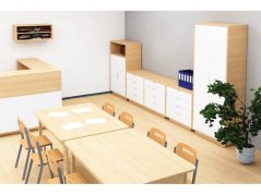 Tall cabinet with doors, birch/white (EXCLUSIVE)
