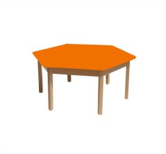 Kinder-Tisch BUCHE – Sechseck + bunte Platte