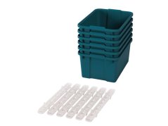Velké plastové boxy s pojezdy - OPTIMA - Modrozelené (6 ks.)