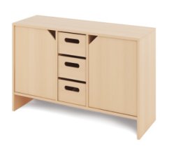 Compact cabinet with large cardboard containers and doors KLASIKO
