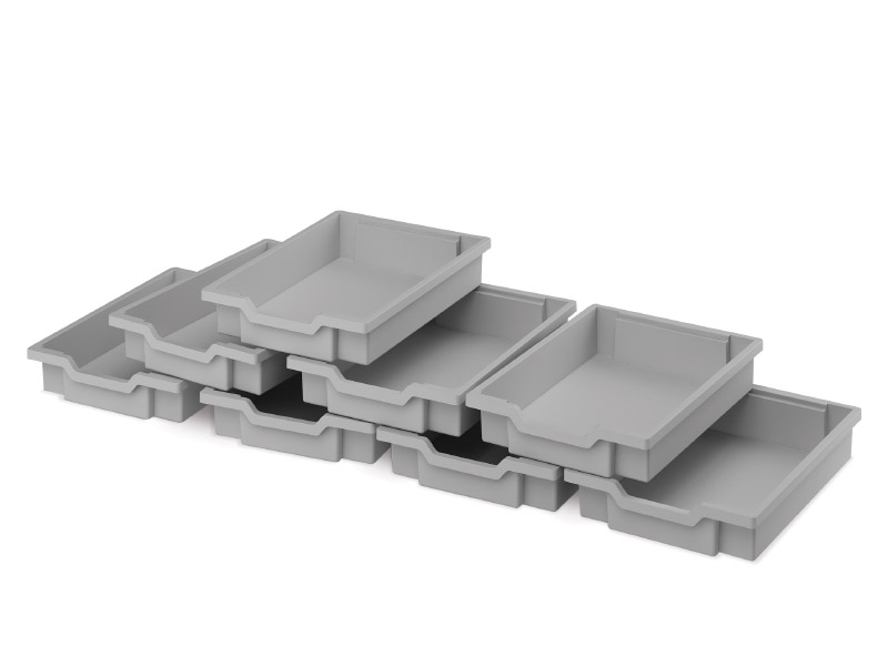 Plastové boxy malé - šedá - 8 ks