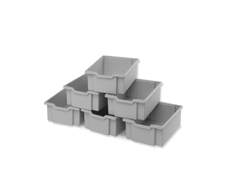 Plastové boxy velké - šedá - 6 ks