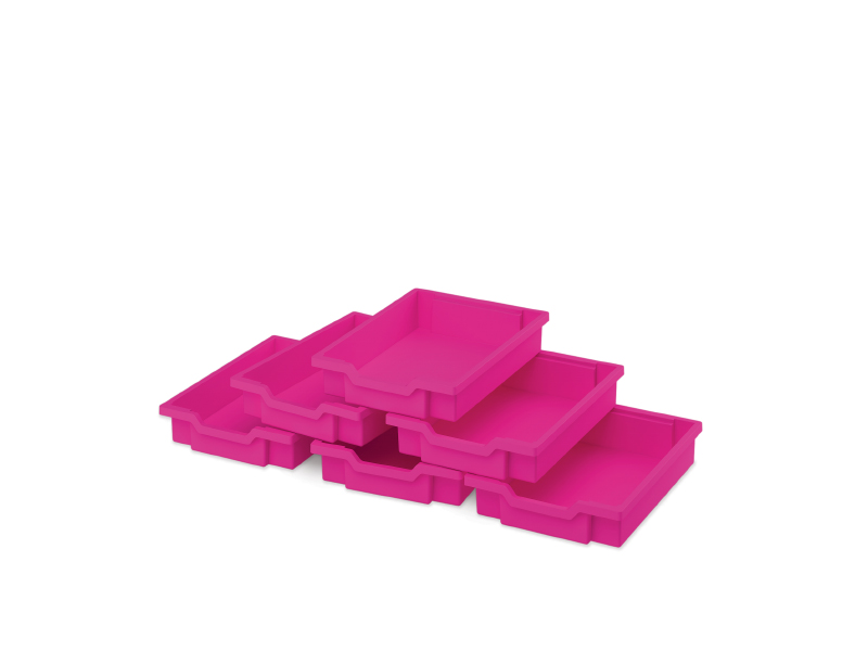 Plastové boxy malé - růžová - 6 ks